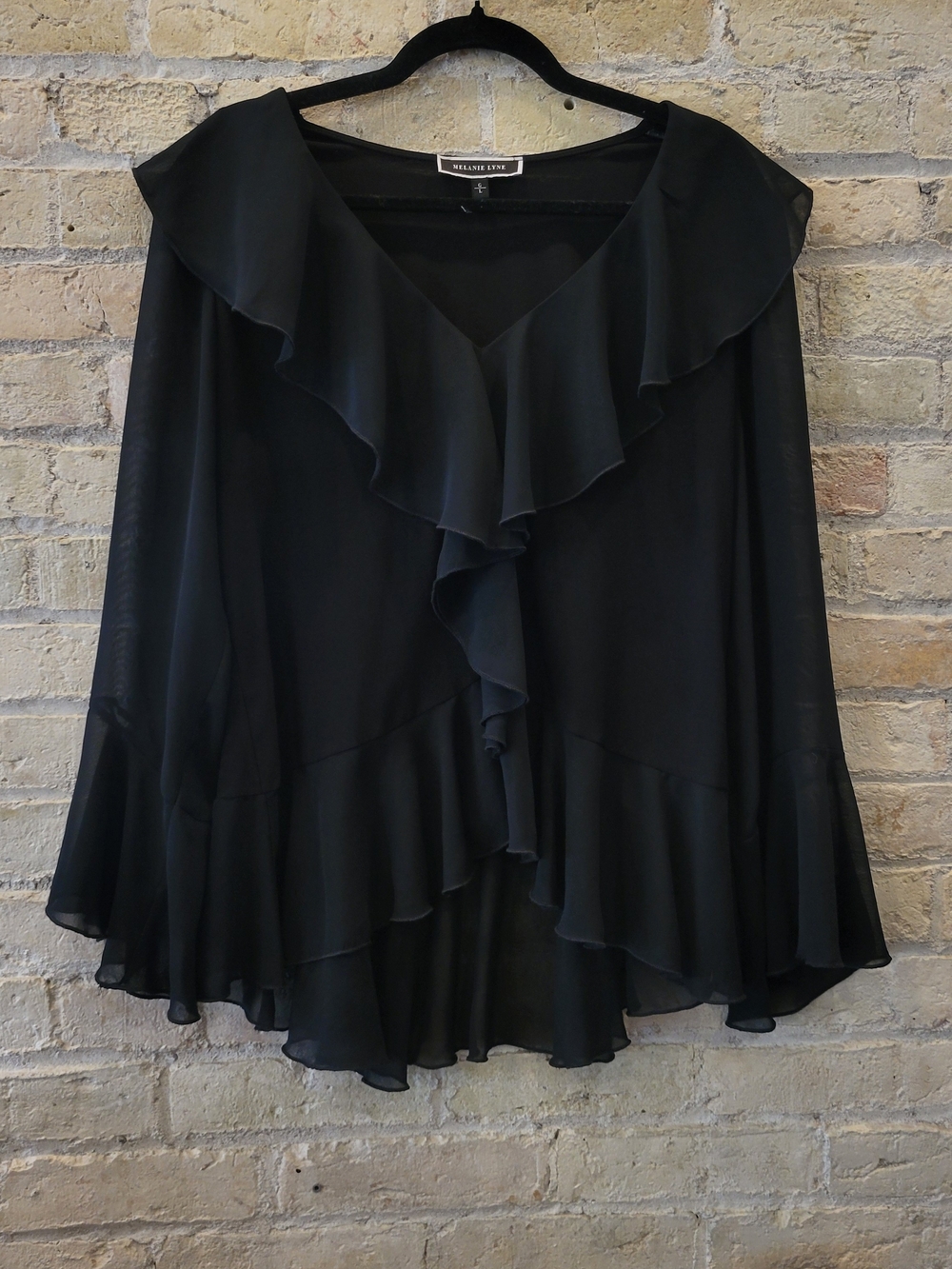 OAK + FORT Black Ruffle V-Neck Blouse